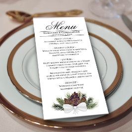 Rustic Watercolor Pinecones Elegant Winter Wedding Meny