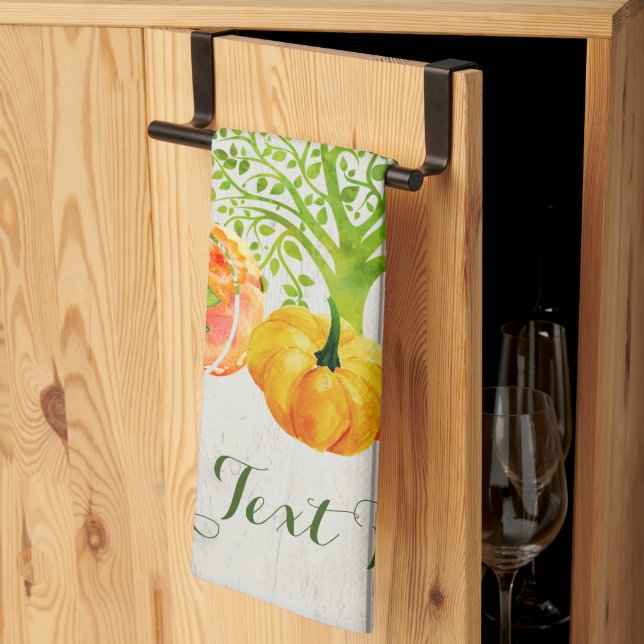 Rustic Watercolor Pumpkin-Thanksgiving Kökshandduk (Thirds Fold)