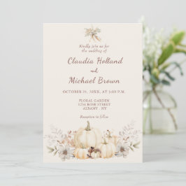 Rustic Watercolor Pumpkins Elegant Fall Wedding Inbjudningar