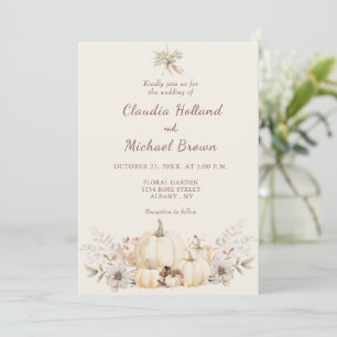 Rustic Watercolor Pumpkins Elegant Fall Wedding Inbjudningar