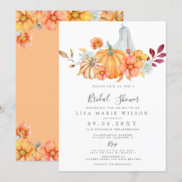Rustic Watercolor Pumpkins Fall Möhippa Inbjudningar