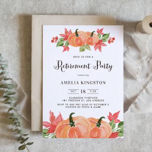 Rustic Watercolor Pumpkins Fall Pension Party Inbjudningar