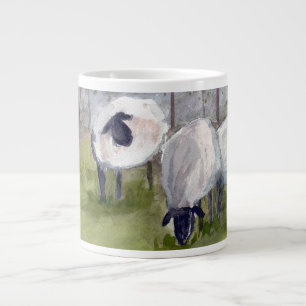 Rustic Watercolor Sheep Jumbo Mugg