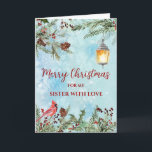 Rustic Watercolor Sister God jul Kort<br><div class="desc">God jul för systerkort i rustiska vattenfärgen mönster och vattenfärgsblommor och löv.</div>