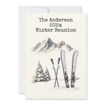 Rustic Watercolor Ski Snö Mountain Family Reunion