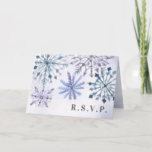 Rustic Watercolor Snöflingor Winter Wedding OSA Inbjudan