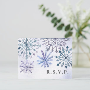 Rustic Watercolor Snöflingor Winter Wedding OSA Inbjudan Vykort