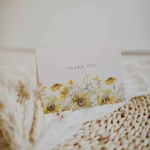 Rustic Watercolor Solros Folke You Card Tack Kort