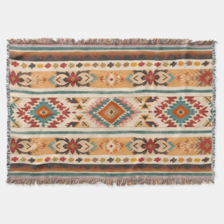 Rustic Watercolor Southwest Rand Mönster Filt