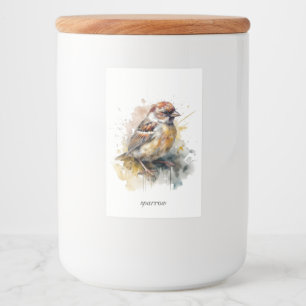 Rustic Watercolor Sparrow, cstom Mat Etikett
