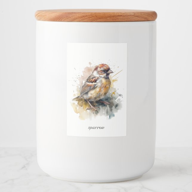 Rustic Watercolor Sparrow, cstom Mat Etikett (Framsida)