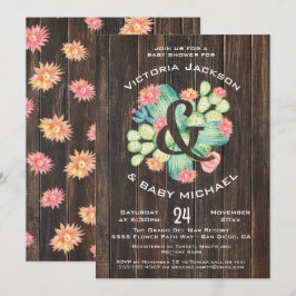 Rustic Watercolor Succulent Baby Shower Inbjudningar