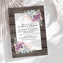 Rustic Watercolor Succulent Blommigt Bröllop