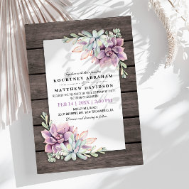 Rustic Watercolor Succulent Blommigt Bröllop Inbjudningar