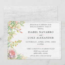 Rustic Watercolor Succulent Cacti Förlovningsfest Inbjudningar