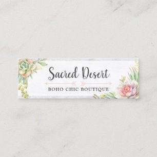 Rustic Watercolor Succulent Cactus Social Media Mini Visitkort