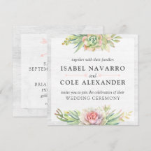 Rustic Watercolor Succulent Cactus Square Bröllop