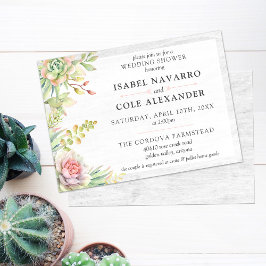 Rustic Watercolor Succulent Couple Möhippa Inbjudningar