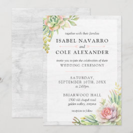 Rustic Watercolor Succulent Desert Cactus Bröllop Inbjudningar