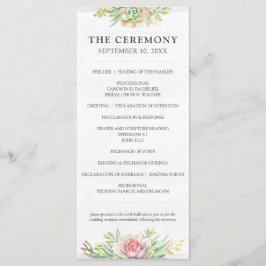 Rustic Watercolor Succulent Desert Cactus Bröllop Program