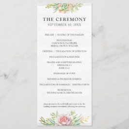 Rustic Watercolor Succulent Desert Cactus Bröllop Program