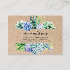 Rustic Watercolor Succulent Flytta Announcement Tilläggskort