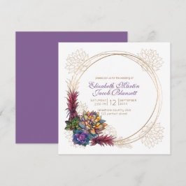 Rustic Watercolor Succulent, lavender Bröllop Inbjudningar
