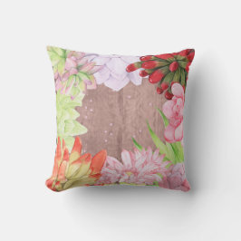 Rustic Watercolor Succulents Kudde