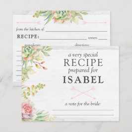 Rustic Watercolor Succulpe-kort för Bride Inbjudningar