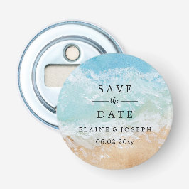 Rustic Watercolor Summer Sea Beach Wedding Flasköppnare