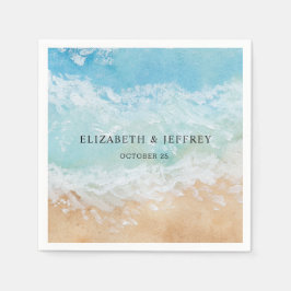 Rustic Watercolor Summer Sea Beach Wedding Pappersservett