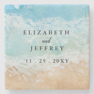 Rustic Watercolor Summer Sea Beach Wedding Stenunderlägg