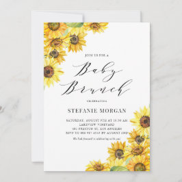 Rustic Watercolor SunblommBaby Shower Brunch Inbjudningar