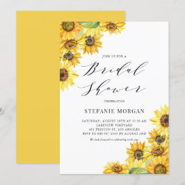 Rustic Watercolor Sunblommor Möhippa Inbjudningar