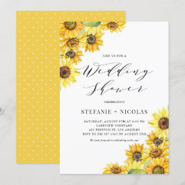 Rustic Watercolor Sunblommor Möhippa Inbjudningar