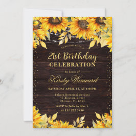 Rustic Watercolor Sunwers Birthday Inbjudningar
