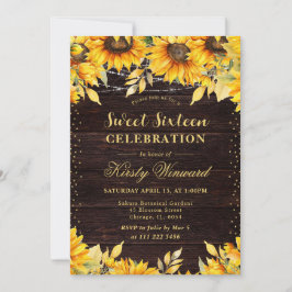 Rustic Watercolor Sunwers Sweet 16 Inbjudningar