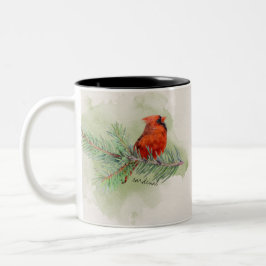 Rustic Watercolor Sweet Red Kardinal Två-Tonad Mugg