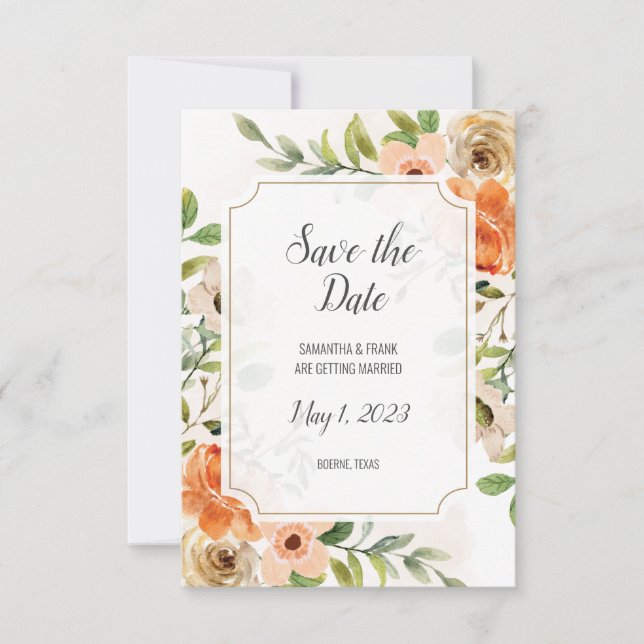 Rustic Watercolor Terracotta Blommigt (Framsida)