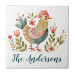 Rustic Watercolor Tupp Kitchen Decor Kakelplatta<br><div class="desc">Ett söt vattenfärgsfolk konst tupp temade köksbricka. Så söt som en accent till ditt kök. Designad av Blackberry Boulevard.</div>