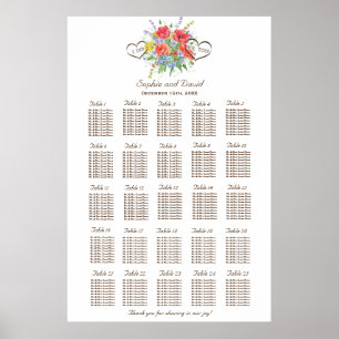 Rustic Watercolor Vild Flowers Seating Chart 250 Poster