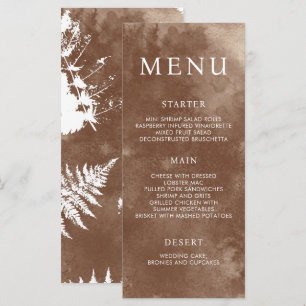 Rustic Watercolor Vild Greenery Fern Bröllop Menu Meny