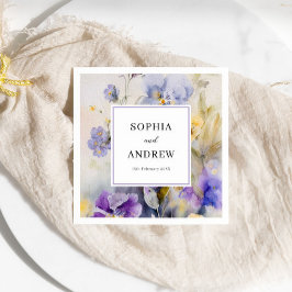 Rustic Watercolor Violets Bröllop Pappersservett