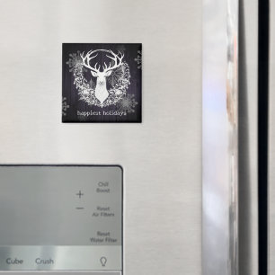 Rustic Watercolor White Reindeer   Lila Magnet