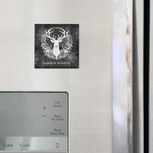 Rustic Watercolor White Reindeer Magnet
