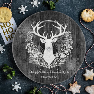 Rustic Watercolor White Reindeer Personlig