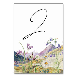 Rustic Watercolor Wildblomberget Bröllop Bordsnummer