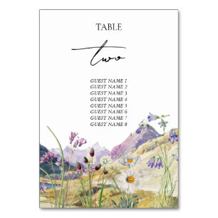 Rustic Watercolor Wildblomberget Bröllop Bordsnummer