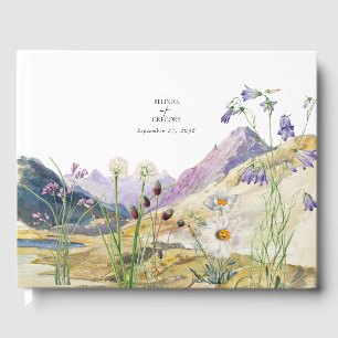Rustic Watercolor Wildblomberget Bröllop Gästböcker