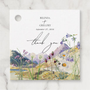 Rustic Watercolor Wildblomberget Bröllop Gåvor Etiketter